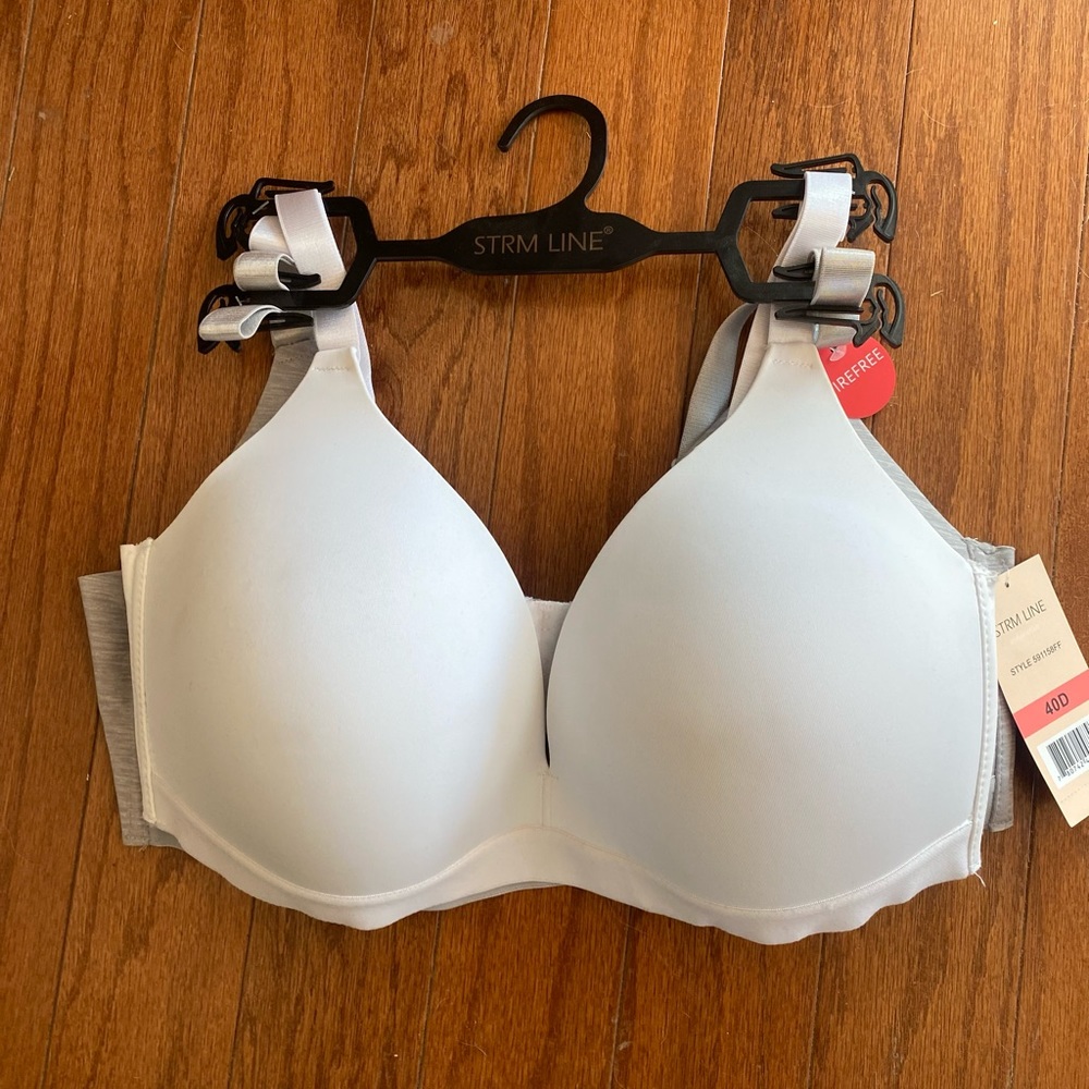 Strm Line Intimates 2 Pack White Grey Wireless Full Figure Bras
